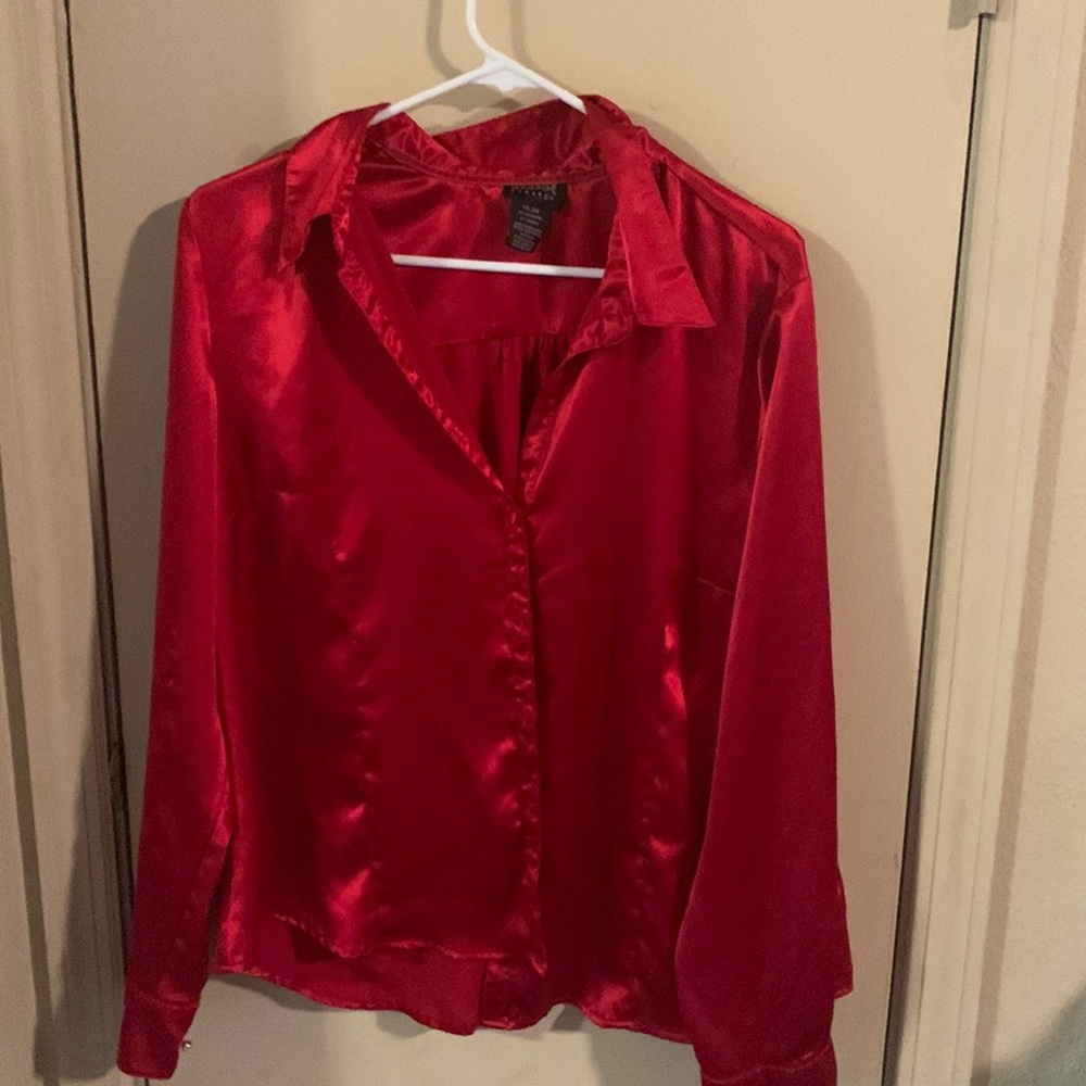 George Stretch red long sleeve pajama shirt